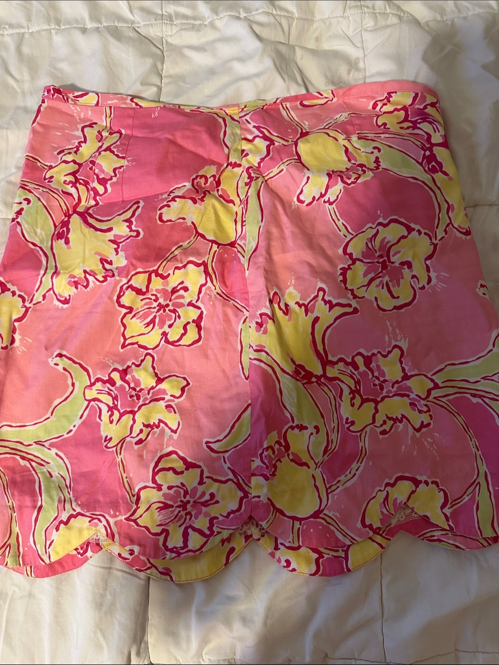 Lilly Pulitzer Pink and Yellow Floral Scallop Hem Skirt
